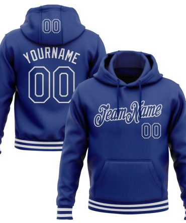 Custom Royal White Sports Pullover Sweatshirt Hoodie, Gift For Football, Baseball, Hockey, Basketball, Softball & Rugby Fans