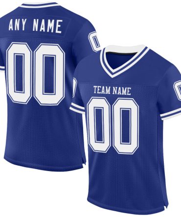 Custom Royal White Throwback Football Jersey, Gift For Football Fans