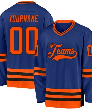 Custom Royal Orange-Black Hockey Jersey, Gift For Hockey Fans