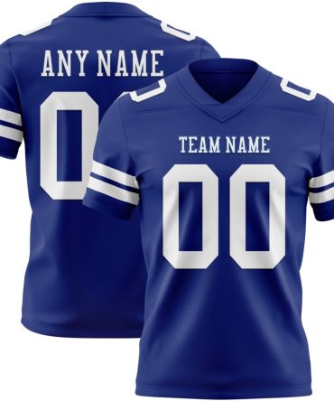 Custom Royal White Authentic Football Jersey, Gift For Football Fans