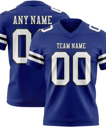 Custom Royal White-Black Authentic Football Jersey, Gift For Football Fans