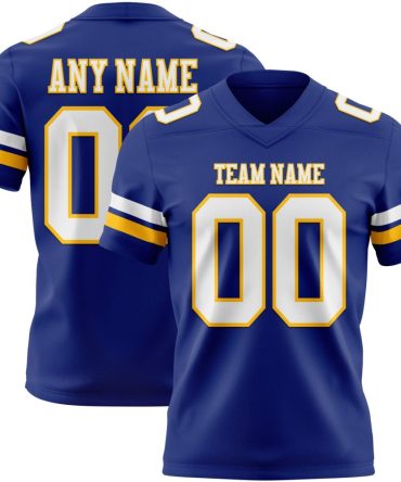 Custom Royal White-Gold Authentic Football Jersey, Gift For Football Fans