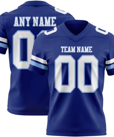 Custom Royal White-Light Blue Authentic Football Jersey, Gift For Football Fans