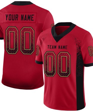 Custom Red Black-Old Gold Drift Fashion Football Jersey, Gift For Football Fans