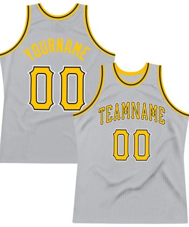 Custom Gray Gold-Black Throwback Basketball Jersey, Gift For Basketball Fans
