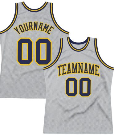 Custom Gray Navy-Gold Throwback Basketball Jersey, Gift For Basketball Fans