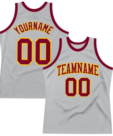 Custom Gray Maroon-Gold Throwback Basketball Jersey, Gift For Basketball Fans