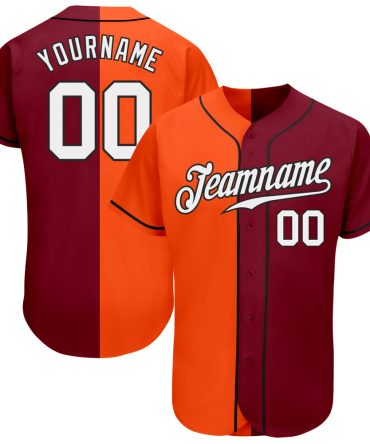 Custom Crimson White Orange-Black Split Fashion Baseball Jersey, Gift For Baseball Fans
