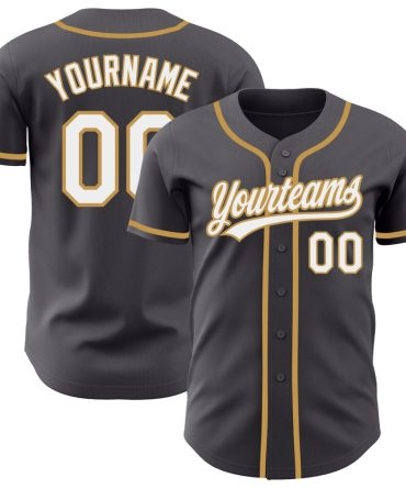 Custom Steel Gray White-Old Gold Baseball Jersey, Gift For Baseball Fans