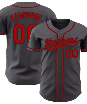 Custom Steel Gray Red-Black Baseball Jersey, Gift For Baseball Fans