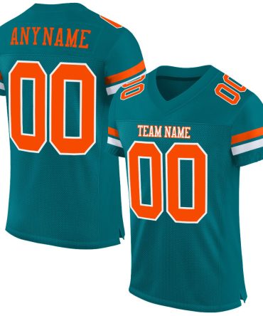 Custom Teal Orange-White Football Jersey, Gift For Football Fans