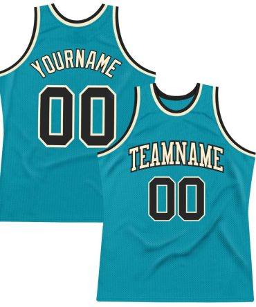 Custom Teal Black-Cream Throwback Basketball Jersey, Gift For Basketball Fans