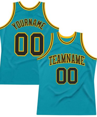 Custom Teal Black-Gold Throwback Basketball Jersey, Gift For Basketball Fans