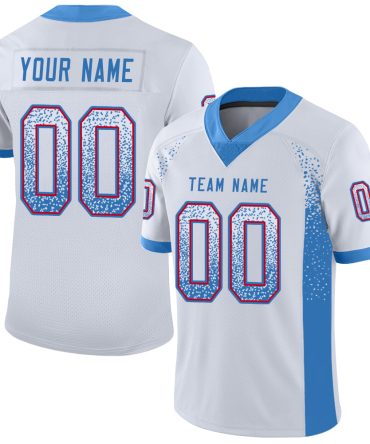 Custom White Powder Blue-Red Drift Fashion Football Jersey, Gift For Football Fans
