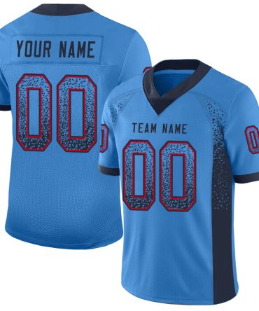 Custom Powder Blue Navy-Red Drift Fashion Football Jersey, Gift For Football Fans