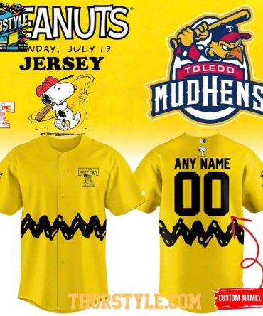 Toledo Mud Hens 2026 Peanuts Night Yellow Personalized Baseball Jersey