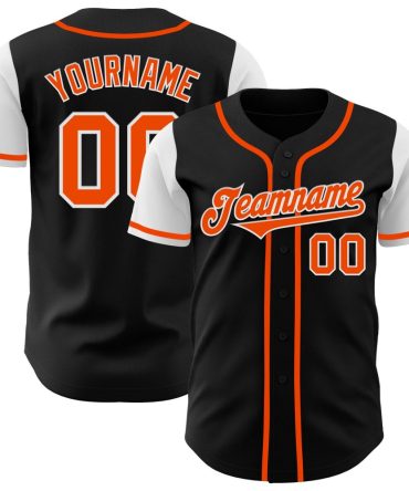 Custom Black Orange-White Two Tone Baseball Jersey, Gift For Baseball Fans