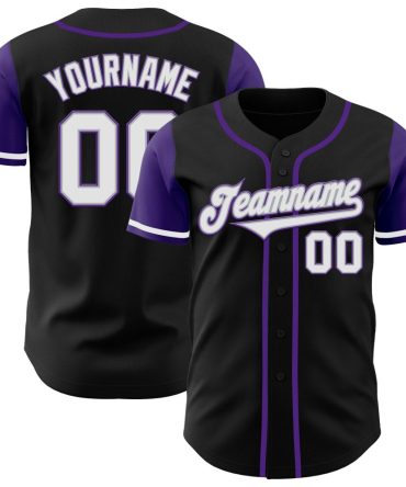 Custom Black White-Purple Two Tone Baseball Jersey, Gift For Baseball Fans