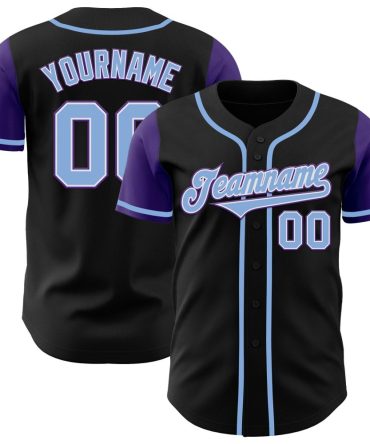 Custom Black Light Blue-Purple Two Tone Baseball Jersey, Gift For Baseball Fans