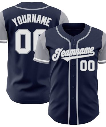 Custom Navy White-Gray Two Tone Baseball Jersey, Gift For Baseball Fans