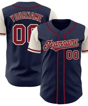 Custom Navy Crimson-Cream Two Tone Baseball Jersey, Gift For Baseball Fans