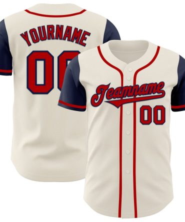 Custom Cream Red-Navy Two Tone Baseball Jersey, Gift For Baseball Fans