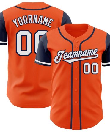 Custom Orange White-Navy Two Tone Baseball Jersey, Gift For Baseball Fans