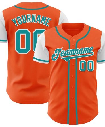 Custom Orange Teal-White Two Tone Baseball Jersey, Gift For Baseball Fans
