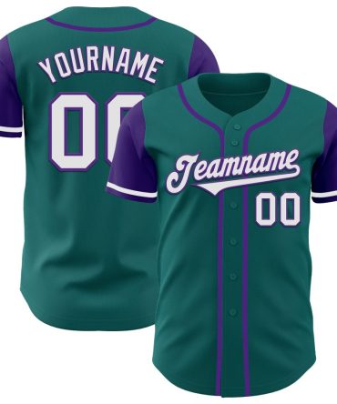 Custom Teal White-Purple Two Tone Baseball Jersey, Gift For Baseball Fans
