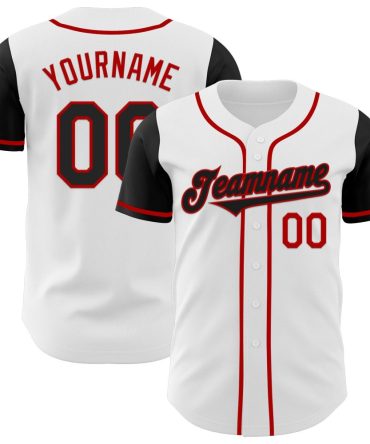 Custom White Black-Red Two Tone Baseball Jersey, Gift For Baseball Fans