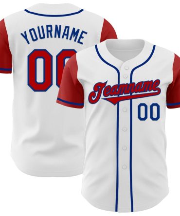 Custom White Red-Royal Two Tone Baseball Jersey, Gift For Baseball Fans
