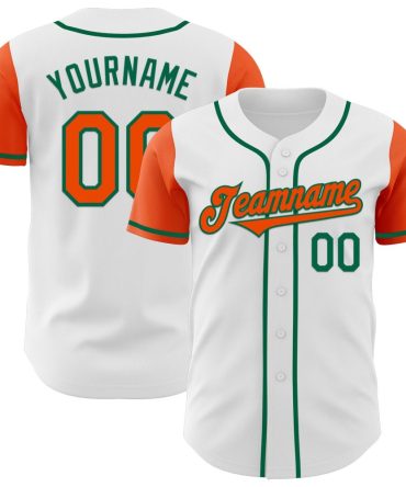 Custom White Orange-Kelly Green Two Tone Baseball Jersey, Gift For Baseball Fans