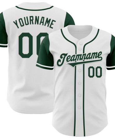 Custom White Green Two Tone Baseball Jersey, Gift For Baseball Fans