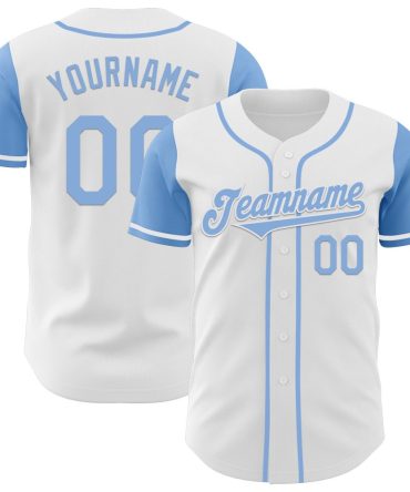 Custom White Light Blue Two Tone Baseball Jersey, Gift For Baseball Fans
