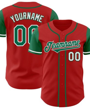 Custom Red Kelly Green-White Two Tone Baseball Jersey, Gift For Baseball Fans