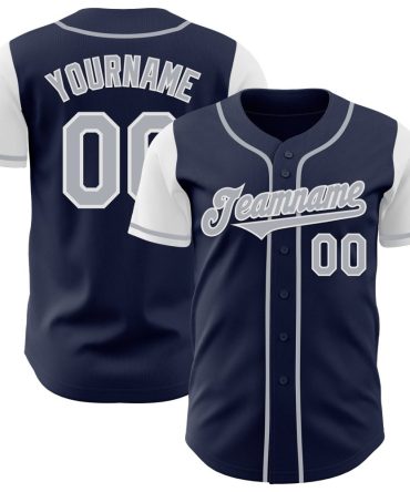 Custom Navy Gray-White Two Tone Baseball Jersey, Gift For Baseball Fans