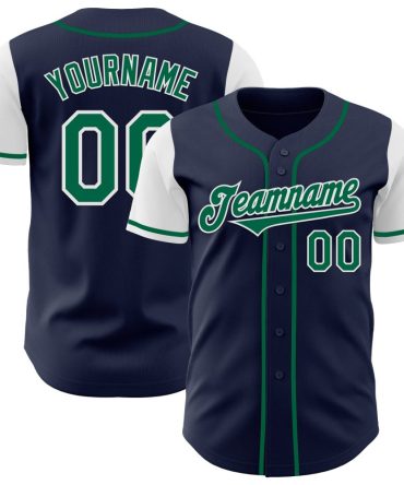 Custom Navy Kelly Green-White Two Tone Baseball Jersey, Gift For Baseball Fans