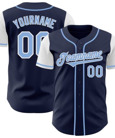 Custom Navy Light Blue-White Two Tone Baseball Jersey, Gift For Baseball Fans