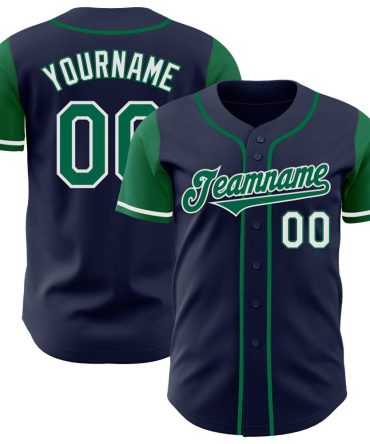 Custom Navy Kelly Green-White Two Tone Baseball Jersey, Gift For Baseball Fans