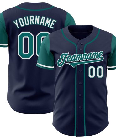 Custom Navy Teal-White Two Tone Baseball Jersey, Gift For Baseball Fans