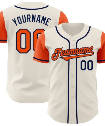 Custom Cream Orange-Navy Two Tone Baseball Jersey, Gift For Baseball Fans