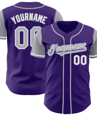 Custom Purple Gray-White Two Tone Baseball Jersey, Gift For Baseball Fans