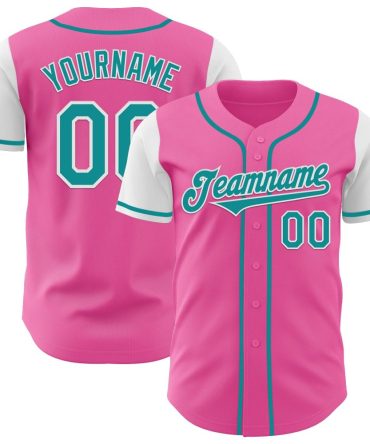 Custom Pink Teal-White Two Tone Baseball Jersey, Gift For Baseball Fans