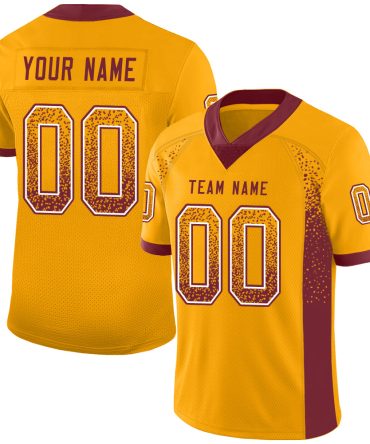 Custom Gold Burgundy-White Drift Fashion Football Jersey, Gift For Football Fans