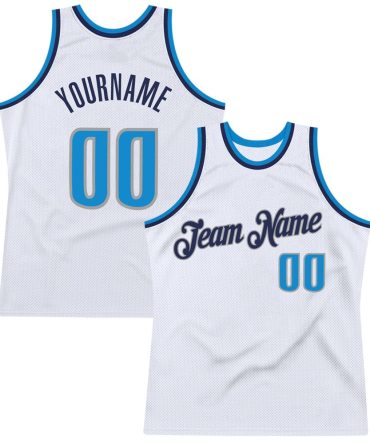 Custom White Blue-Navy Throwback Basketball Jersey, Gift For Basketball Fans