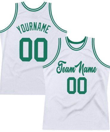 Custom White Kelly Green Throwback Basketball Jersey, Gift For Basketball Fans
