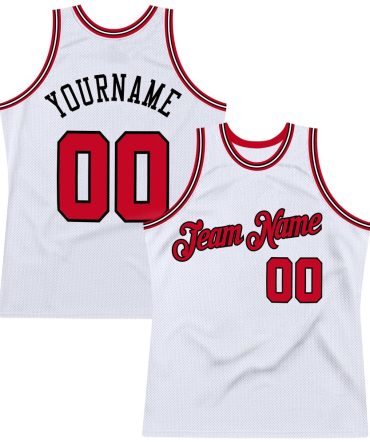 Custom White Red-Black Throwback Basketball Jersey, Gift For Basketball Fans
