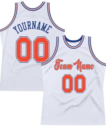 Custom White Orange-Royal Throwback Basketball Jersey, Gift For Basketball Fans