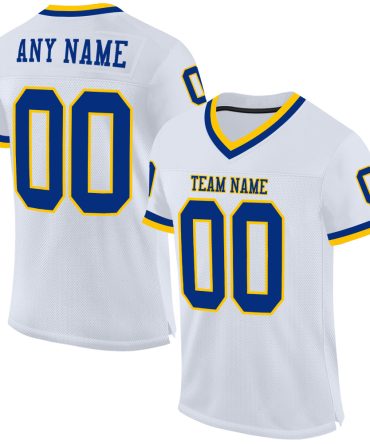 Custom White Royal-Gold Throwback Football Jersey, Gift For Football Fans