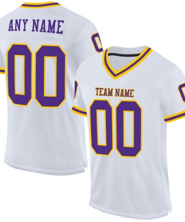 Custom White Purple-Gold Throwback Football Jersey, Gift For Football Fans